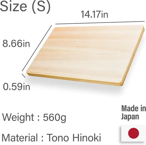 Vista 7 de YAMASAN KYOTO UJI Tabla de Cortar Japonesa Hinoki - Pequeña - Tabla de Cortar de Madera de Ciprés Natural, Tabla de Cortar de Cocina, Alta