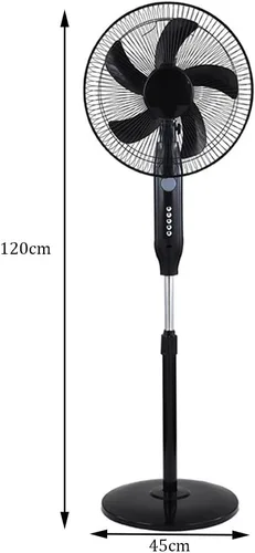Vista 8 de Ventilador solar portátil, ventilador de pie oscilante solar de 16 pulgadas con panel solar, batería de 13200 mAh, luz nocturna LED integrada e Negro