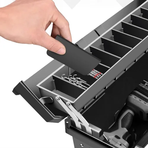 Vista 4 de Caja de herramientas portátil, caja de herramientas multifuncional, organizador de herramientas con compartimentos ajustables, caja de herramientas