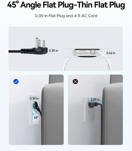 Vista 9 de Regleta de alimentación de viaje, ORICO 4 tomas de corriente 3 puertos USB (1 USB C) con cable de extensión corto envuelto de 4 pies, regleta