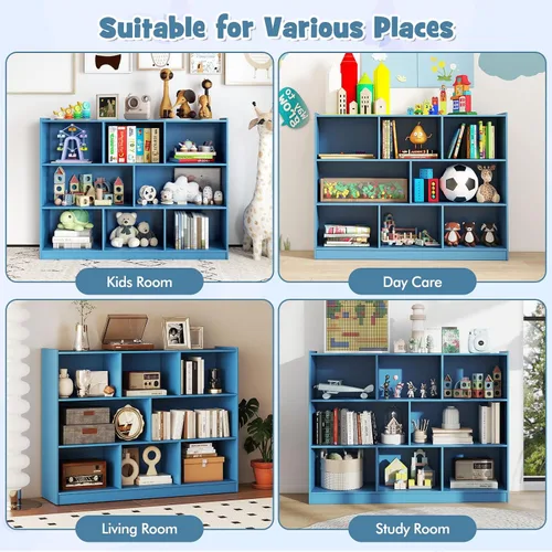 Vista 8 de HONEY JOY Organizador de almacenamiento de juguetes para niños, estante de almacenamiento de 8 secciones para preescolar, organizador de estante