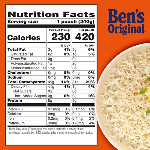 Vista 11 de BEN'S ORIGINAL Arroz Basmati Listo, Guarnición Fácil, Bolsa de 8.5 oz (Paquete de 6)