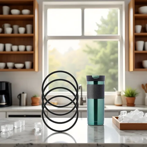 Vista 2 de Jowxsx 4 juntas de repuesto negras para taza de viaje Contigo Snapseal Byron de 16 y 20 onzas, sello de tapa de silicona a prueba de fugas para vaso