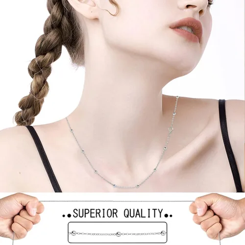 Vista 7 de Collar de cadena de plata de ley 925 para mujeres y hombres, de 0.059 pulgadas, delicado, ajustable, largo, delgado, cadena de serpiente, cadenas