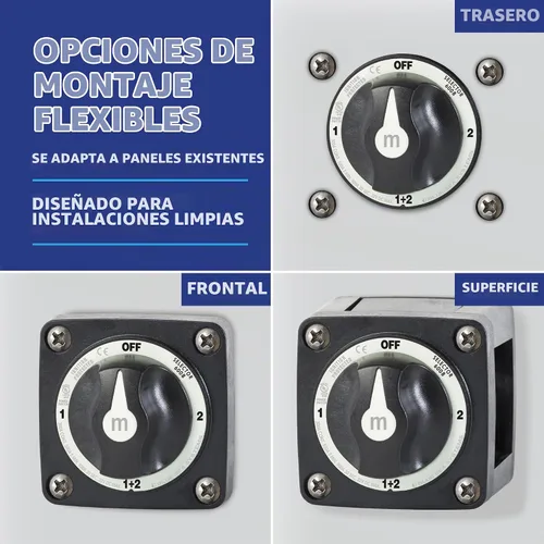 Vista 4 de Blue Sea Systems 6008200 Serie m-Series Mini Interruptor de batería Selector de 3 posiciones, negro