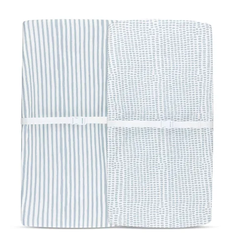 Vista 3 de Ely's & Co. Funda impermeable para cambiador, juego de 2 sábanas para bebé, 100 % algodón, sábanas de algodón de punto jersey con forro impermeable
