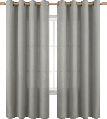 Vista 297 de BGment Cortinas de Lino Beige de 63 Pulgadas de Largo 2 Paneles - Tratamientos para Ventanas con Textura de Arpillera Filtrantes de Luz Cortinas B