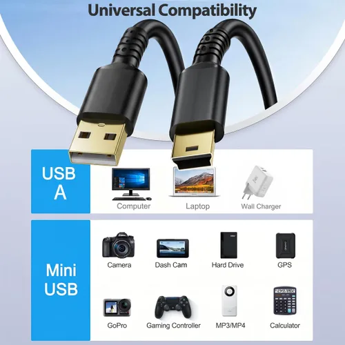 Vista 3 de VOTY Mini USB Cable, USB 2.0 to Mini B Male Charger Cord Durable USB Mini to USB Charging Cable Compatible with PS3 Controller, MP3 Player, Camera