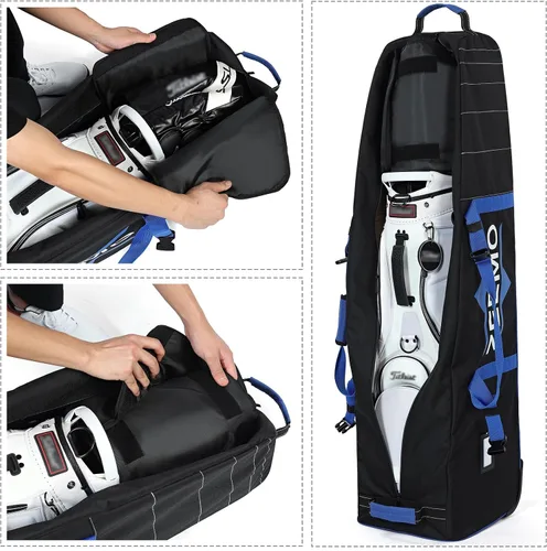 Vista 3 de ZEEMO Golf Travel Bag, Mid-Open Protective & Wheeled Airline-Approved Case for Clubs, Stand&CartBag, Waterproof Soft-Sided Cover Made of Heavy Duty