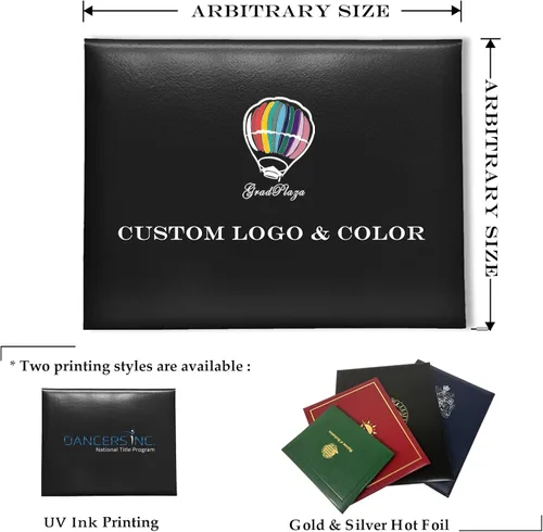 Vista 2 de Gradplaza Cubierta de diploma personalizada para graduación, documentos, soporte de diploma de certificado de cuero sintético liso