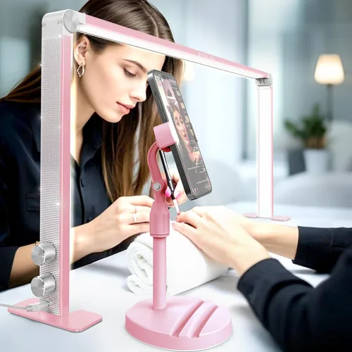 Vista 8 de STOLAS Nail Tech - Lámpara de manicura LED regulable de 4000 K-6000 K, luz de escritorio para tecnología de uñas, color plateado