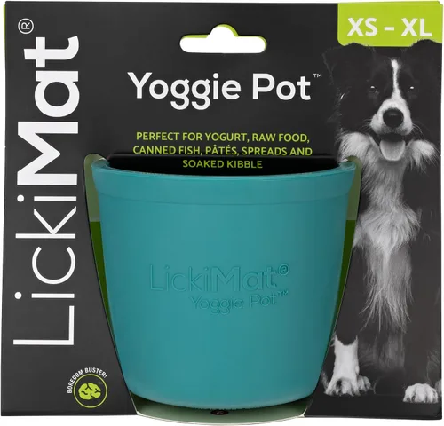 Vista 11 de LICKIMAT Yoggie Pot - Distracción, diversión y enriquecimiento. Dispensador de golosinas de goma de larga duración para todos los tamaños de perros