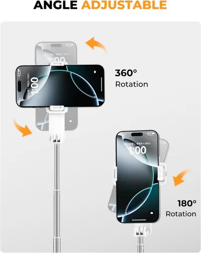 Vista 3 de Trípode para selfie, trípode plegable para teléfono para iPhone/Android, control remoto inalámbrico, portátil, tamaño de bolsillo, para fotografía