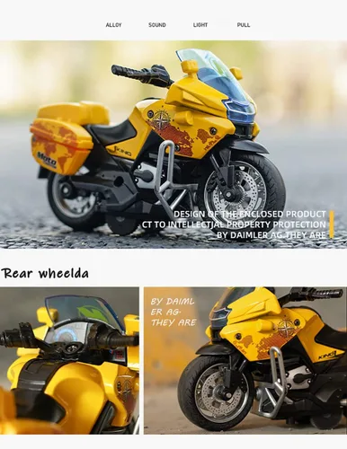 Vista 4 de Juguete de Motocicleta de Policía - Juguete de Motocicleta de Retroceso con Sonido y Luz, Motocicletas de Juguete para Niños, Juguetes para Niños