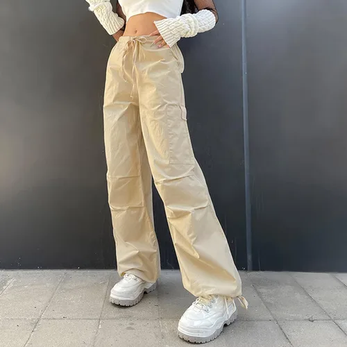 Vista 4 de FlekmanArt Womens Y2K Baggy Cargo Pants High Waisted Wide Leg Loose Casual Pants Trousers Streetwear
