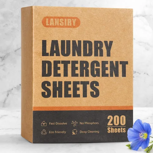 Vista 8 de Hojas de detergente para ropa – 200 cargas, tiras de lavado de aroma de lino fresco, compactas, ligeras, sin líquidos, ecológicas, hipoalergénicas