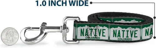 Vista 5 de Buckle-Down Correa para mascotas, placa de matrícula de Colorado Native, 4 pies de largo, 1 pulgada de ancho