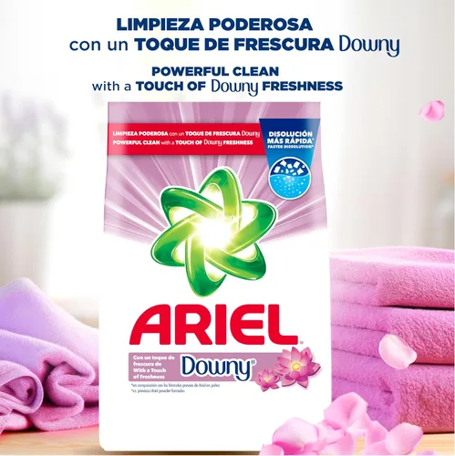 Vista 3 de Ariel con un toque de frescura Downy, detergente en polvo para ropa, 105.8 onzas, 66 cargas