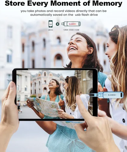 Vista 3 de Unidad flash de 256 GB con certificación MFi para iPhone Photo Stick, memoria USB iPhone para fotos y videos, almacenamiento externo de alta Azul