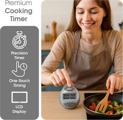 Vista 5 de Temporizador digital de cocina magnético: temporizador de cuenta regresiva y cronómetro, temporizador de huevos de pantalla grande para cocinar