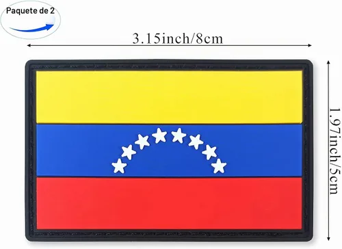 Vista 3 de JBCD Parche táctico venezolano con bandera de Venezuela, parche de cierre de gancho y bucle de goma de PVC, paquete de 2