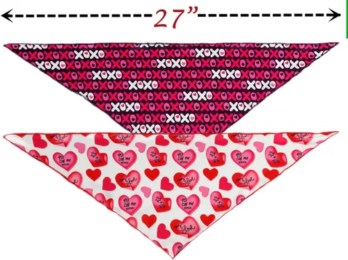 Vista 3 de Bandana para perro del día de San Valentín, bandana de corazón para perros