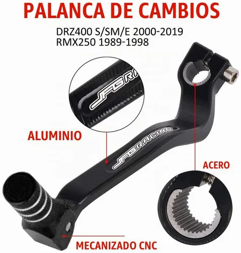 Vista 2 de Palanca de cambios para motocicleta plegable CNC para DRZ400 DRZ400S DRZ400SM DRZ400E 2000-2023 Moto de tierra Negra Negro