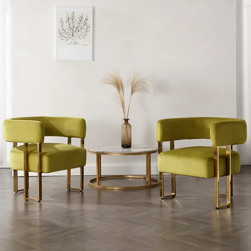 Vista 10 de Silla de acento barril para sala de estar con patas de metal dorado, silla lateral de terciopelo suave tapizada para dormitorio, sillón de lectura