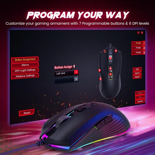 Vista 4 de Combo de teclado y mouse para juegos con cable, panel de metal de 104 teclas, teclado de computadora arcoíris con teclas multimedia, reposamuñecas
