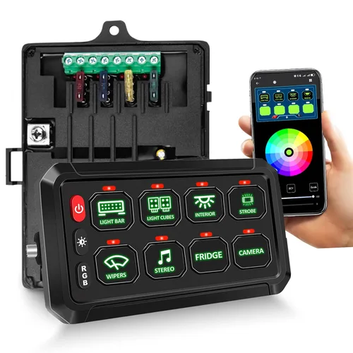 Vista 14 de Chelhead Panel de interruptor Bluetooth de 6 bandas, panel de interruptor de barco con disyuntor IP 65, impermeable, estroboscópico de flash