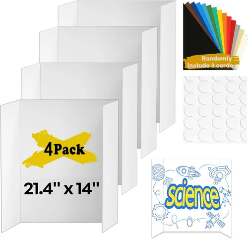 Vista 10 de 12 tableros pequeños de póster triple, tablero de presentación de 21.4 x 14 pulgadas, con cintas de doble cara y cartón, tableros de proyectos