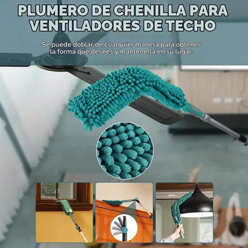 Vista 4 de Kit de plumero de gran alcance de 20 pies TelesPro con poste de extensión de 5-12 pies, kit de limpieza para techos altos y limpieza de ventanas