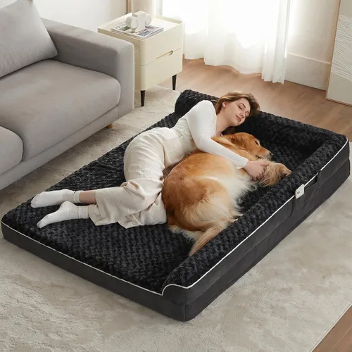 Vista 28 de BFPETHOME - Camas ortopédicas para perros grandes - Sofá para perros impermeable con funda extraíble y lavable, cama grande para mascotas con forro