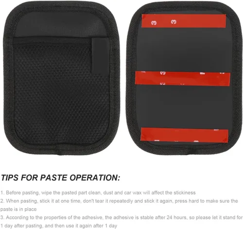 Vista 5 de Bolsa de almacenamiento para teléfono móvil para automóvil, 2 unidades, piel sintética, organizador de automóvil, bolsillo de red para asiento