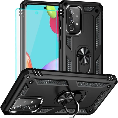 Vista 29 de Yiakeng Funda para Samsung A52, Galaxy A52 con protector de pantalla HD, fundas protectoras de grado militar con anillo para Samsung Galaxy A52 5G