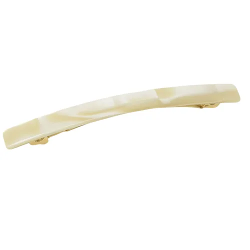Vista 8 de French Amie Barra larga y delgada color crema, marfil, grande, 4 1/4 pulgadas, acetato de celuloide hecho a mano, pasador automático con cierre
