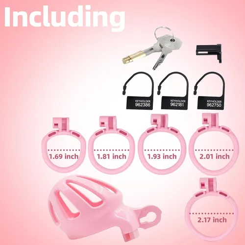 Vista 5 de Jaula de castidad masculina impresa en 3D con 5 anillos para hombres BDSM juguete sexual esclavo herramienta virginidad para hombres restricción