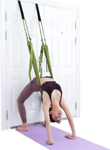 Vista 9 de Correa de estiramiento de yoga, fitness, estirador de piernas ajustable, entrenador de asistencia para flexión de espalda, mejora la flexibilidad