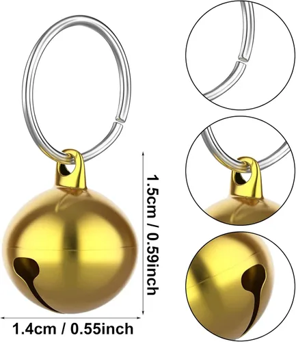 Vista 2 de TIESOME Campanas para mascotas para collar de perro y gato, accesorios colgantes para mascotas, acero inoxidable, 24 juegos de campanas