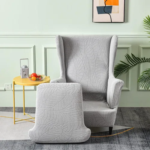 Vista 9 de Funda impermeable para silla con respaldo de ala, fundas elásticas de jacquard para silla con respaldo de ala de 2 piezas, funda de sofá