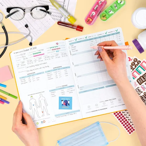 Vista 6 de Clever Fox Planificador médico diario: cuaderno de diario de salud, diario de bienestar y cuaderno de registro de autocuidado, dura 3 meses, 7 x