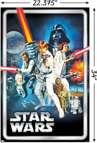 Vista 3 de Star Wars: A New Hope - Póster clásico de pared, 34 pulgadas de largo x 22.4 pulgadas de ancho, versión sin marco