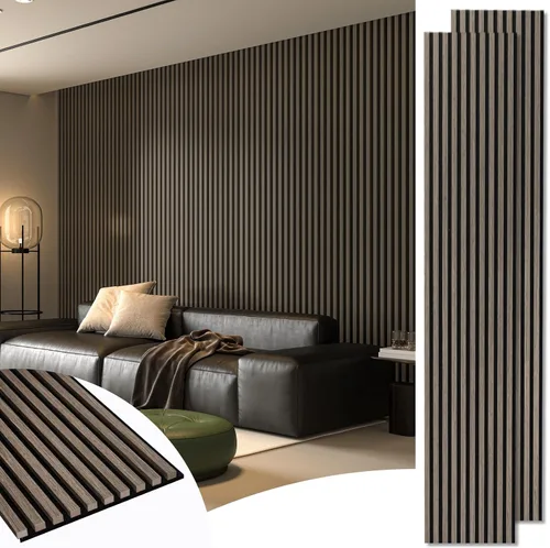 Vista 26 de Art3d Paquete de 2 paneles acústicos de madera de 48 x 24 pulgadas para pared, paneles de listones de madera insonorizados para pared y techo