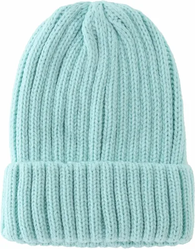 Vista 2 de Connectyle Gorro de punto con puños para mujer, gorro de esquí acrílico acanalado elástico para invierno