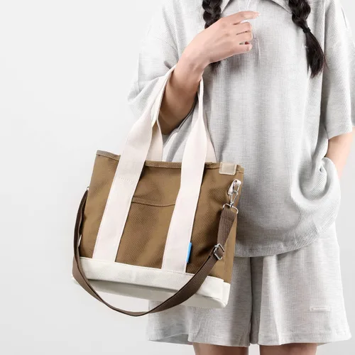 Vista 4 de Bolsos cruzados para mujer, bolsa de lona con cremallera, organizador de bolsillos, bolsa de almuerzo para mujer, bolso pequeño de hombro