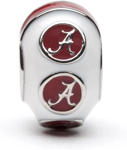 Vista 2 de Stone Armory Abalorio para Crimson Tide – Abalorio de la Universidad de Alabama con cuentas blancas de Alabama – Abalorio de Alabama de acero