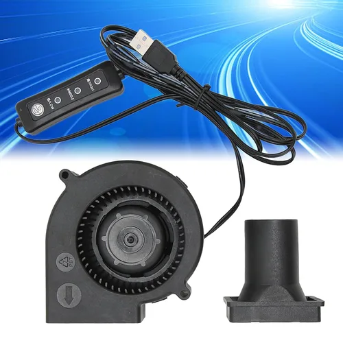 Vista 5 de Ventilador USB de 3.8 pulgadas, modo de 3 velocidades, DC 5V, sin escobillas, 3800 RPM, 22 CFM, para impresora 3D de electrónica de PC, amplia