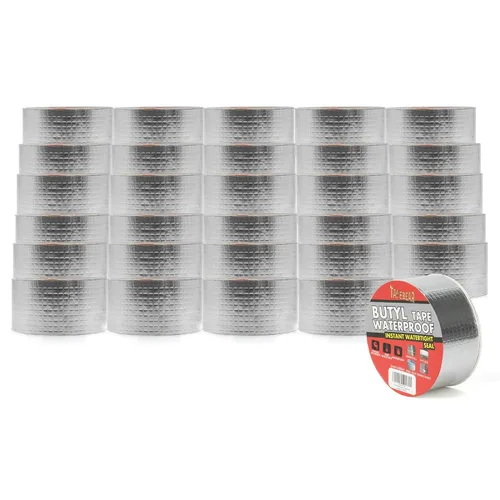 Vista 9 de TAPEBEAR Cinta de Butilo Impermeable Cinta de Sellado 2 pulgadas x 16 pies, Cinta de Papel de Aluminio Mejorada Resistente para Reparación de RV