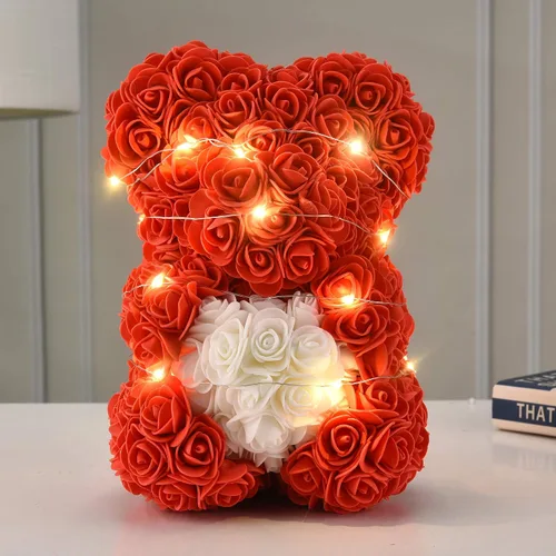 Vista 2 de rose bear Regalos para el día de San Valentín para ella regalos de oso de flores de rosas para niñas mujeres madres novias oso de peluche de rosas