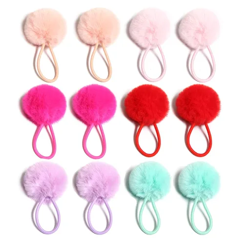 Vista 12 de SUSULU Bandas elásticas de pelo sintético de conejo con pompón para mujer, banda de goma con soporte de cola de caballo de 2.0 in, accesorios 6